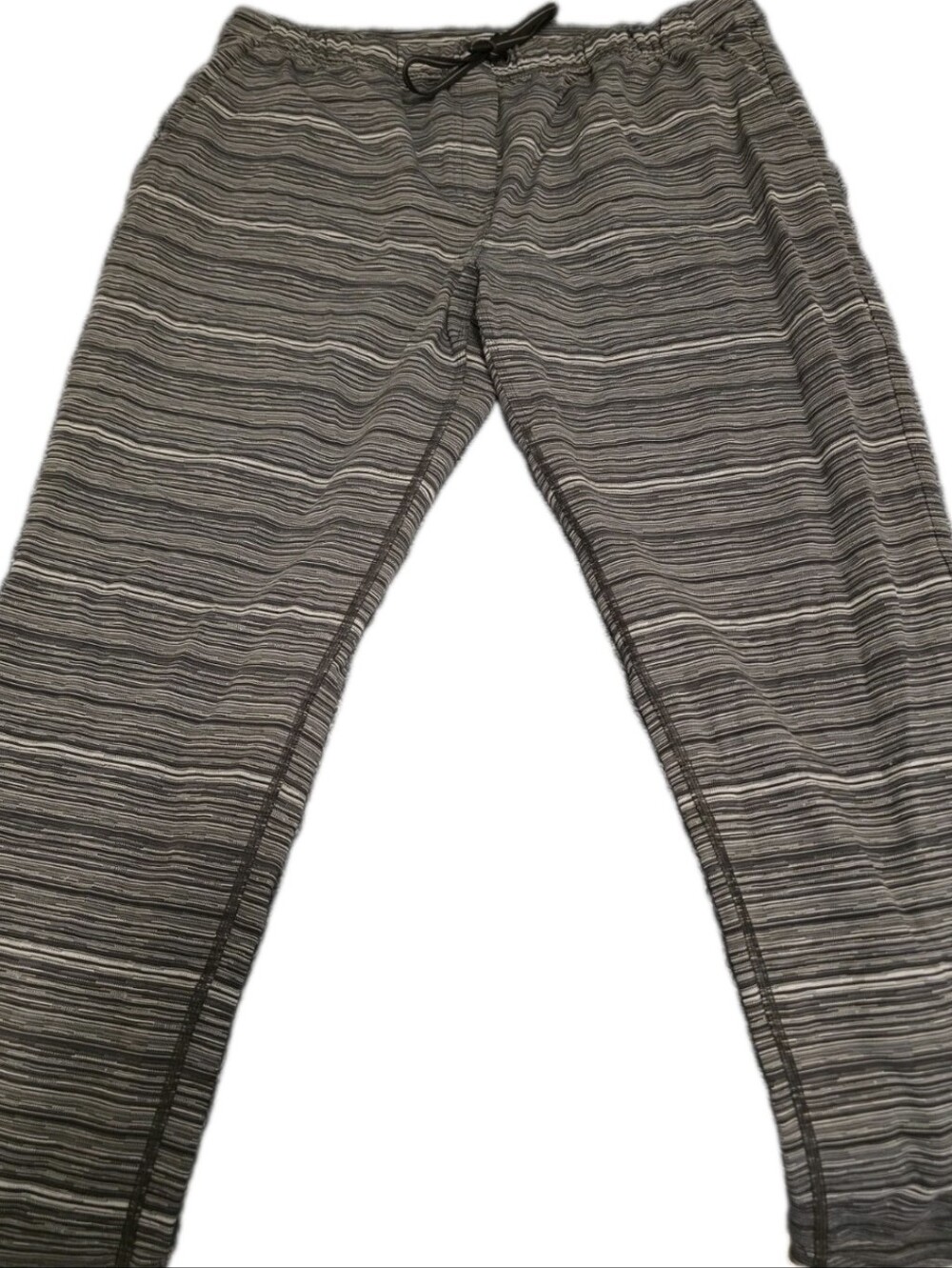 Lululemon Men’s Large Surge Jogger Pants Gray Striped Drawstring Athletic